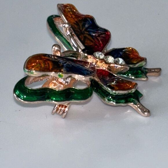 NWT Betsey Johnson butterfly rainbow crystal pin/brooch 3D enamel - Picture 6 of 7